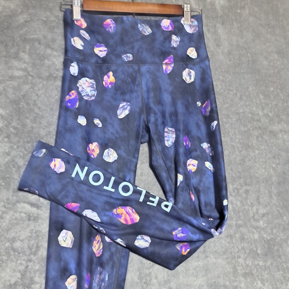 Peloton x WITH High Waisted Geode Crystal Print Leggings Blue Medium Athletic